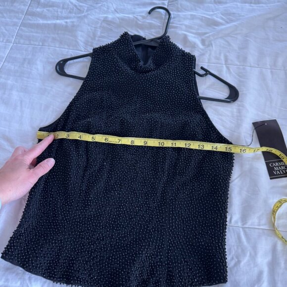 Carmen Marc Valvo Beaded Moc Neck Top - Picture 8 of 13